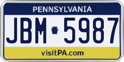 PA license plate JBM5987