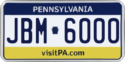 PA license plate JBM6000