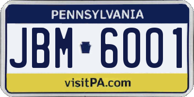 PA license plate JBM6001
