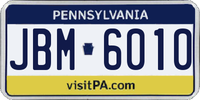 PA license plate JBM6010