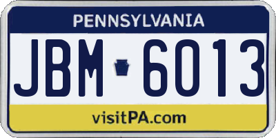 PA license plate JBM6013