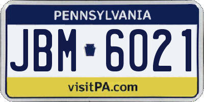 PA license plate JBM6021