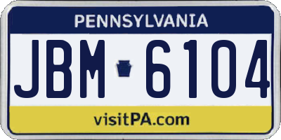 PA license plate JBM6104