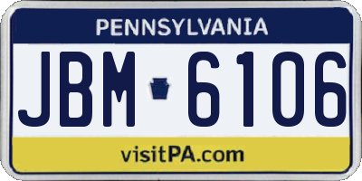 PA license plate JBM6106