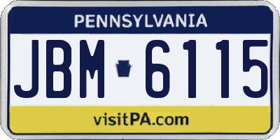 PA license plate JBM6115