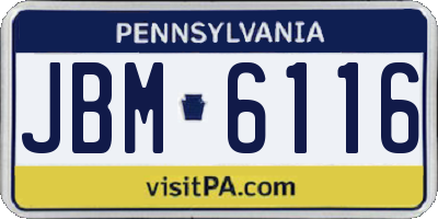 PA license plate JBM6116