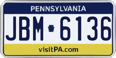 PA license plate JBM6136