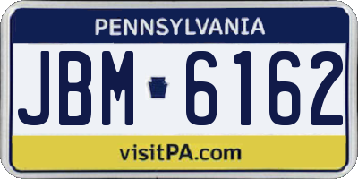 PA license plate JBM6162