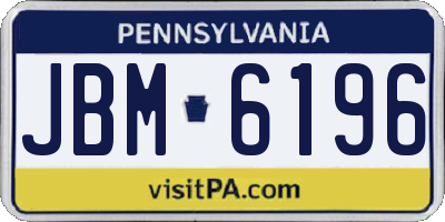 PA license plate JBM6196