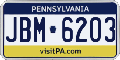 PA license plate JBM6203