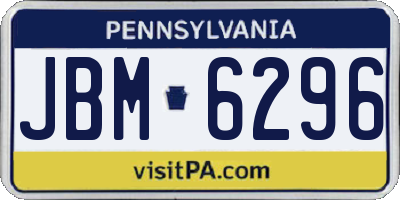 PA license plate JBM6296