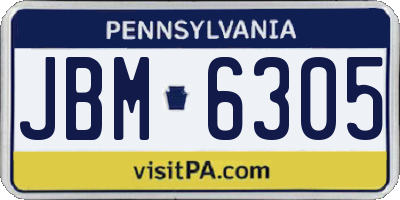 PA license plate JBM6305