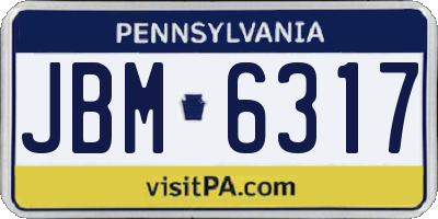 PA license plate JBM6317