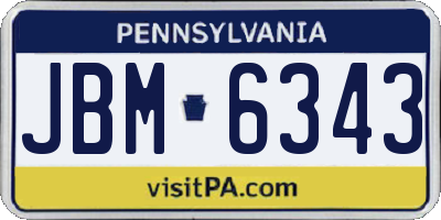 PA license plate JBM6343