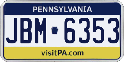 PA license plate JBM6353
