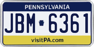 PA license plate JBM6361