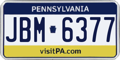 PA license plate JBM6377