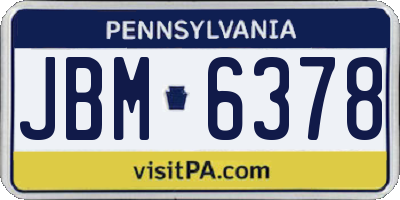 PA license plate JBM6378