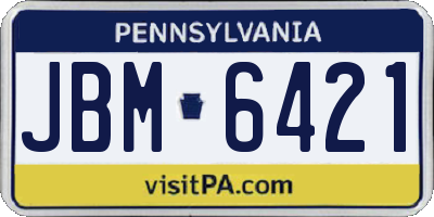 PA license plate JBM6421