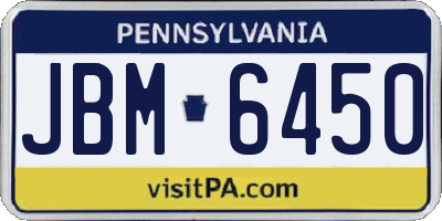 PA license plate JBM6450