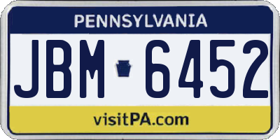 PA license plate JBM6452