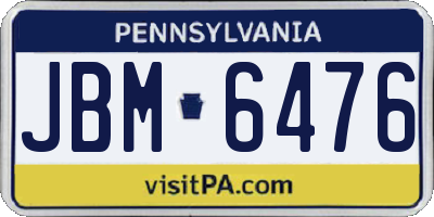 PA license plate JBM6476