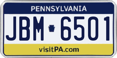 PA license plate JBM6501