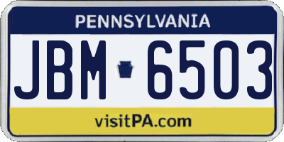 PA license plate JBM6503