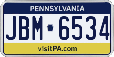 PA license plate JBM6534