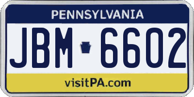 PA license plate JBM6602
