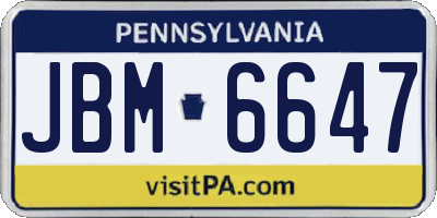 PA license plate JBM6647