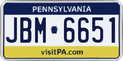 PA license plate JBM6651