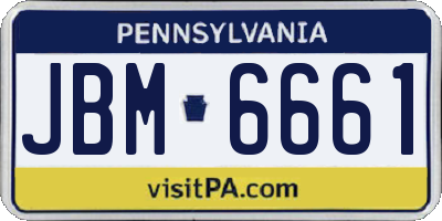 PA license plate JBM6661