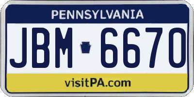 PA license plate JBM6670