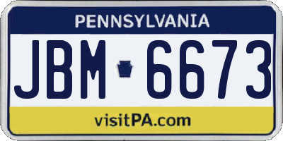PA license plate JBM6673