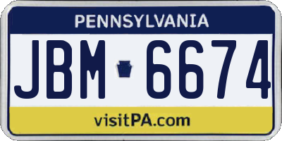 PA license plate JBM6674