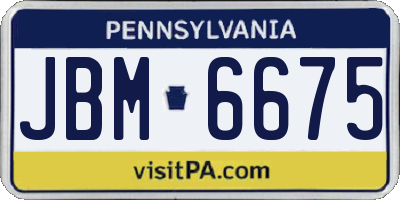 PA license plate JBM6675