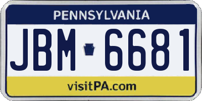 PA license plate JBM6681