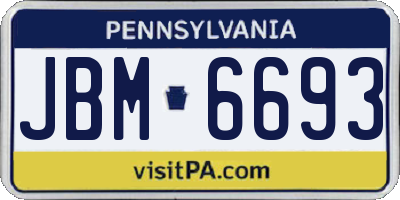 PA license plate JBM6693