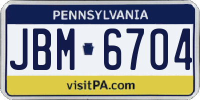 PA license plate JBM6704