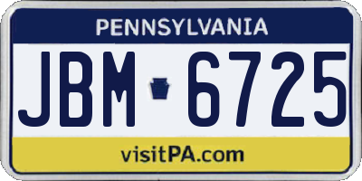 PA license plate JBM6725