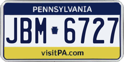 PA license plate JBM6727