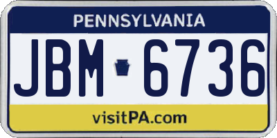 PA license plate JBM6736