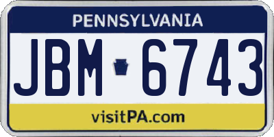 PA license plate JBM6743