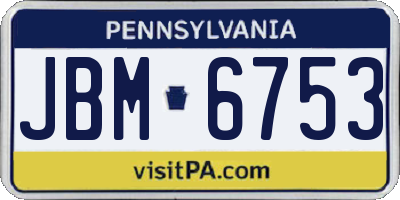 PA license plate JBM6753