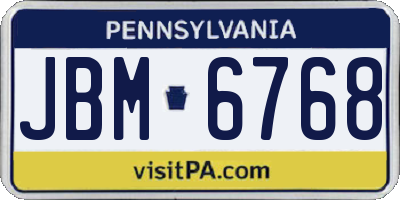 PA license plate JBM6768