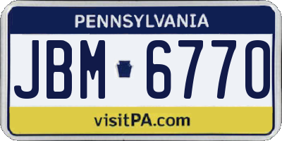 PA license plate JBM6770