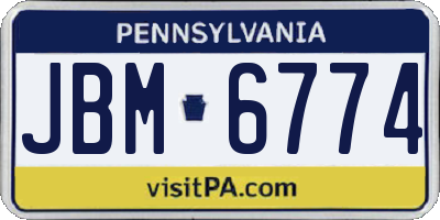 PA license plate JBM6774