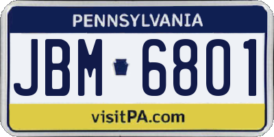 PA license plate JBM6801