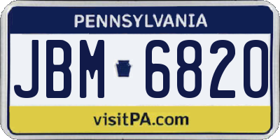 PA license plate JBM6820